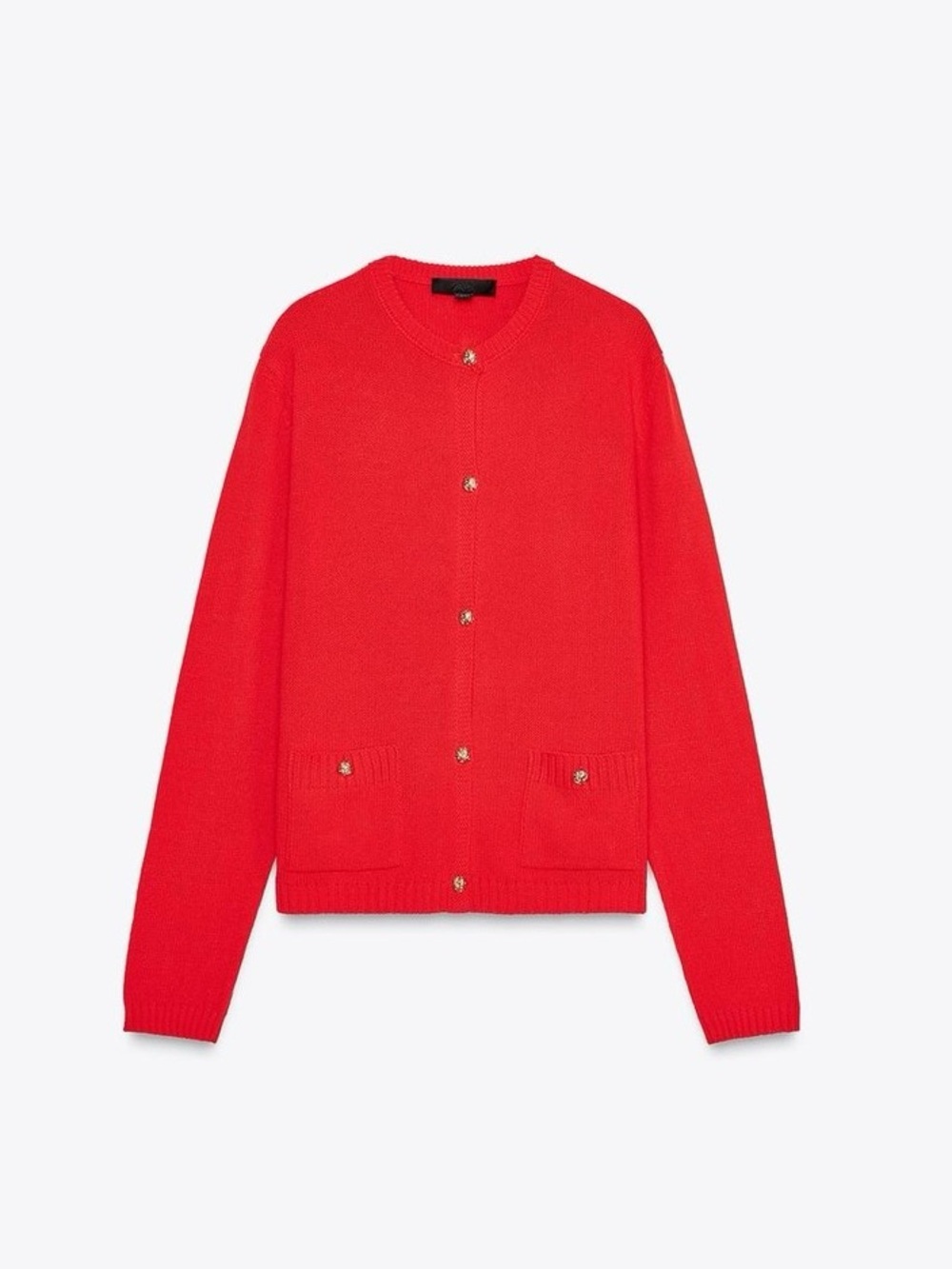 Zara size Medium Bright Red gold Button-Front Women's Cardigan